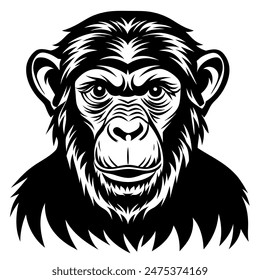 chimpanzee silhouette vector illustration Design on a white background