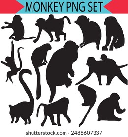 chimpanzee silhouettes on white background