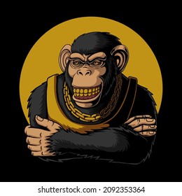 Chimpanzee smiling expression vector illustration for your company or brand