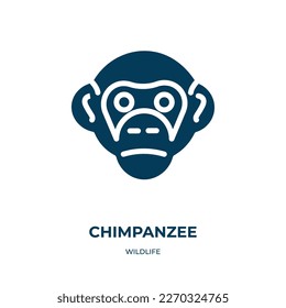 chimpanzee vector icon. chimpanzee, monkey, ape filled icons from flat wildlife concept. Isolated black glyph icon, vector illustration symbol element for web design and mobile apps