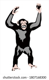 Chimpanzee vector illustration, logo design template with Chimpanzee. With white background