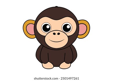 Chimpanzee Vector Illustrations - Linocut, Kawaii, Cartoon, Clipart and Line Art Design.