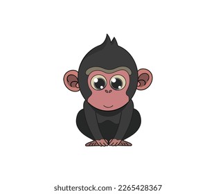 Chimpanzee vector isolated color icon. Chimpanzee animal vector icon. Chimpanzee icon