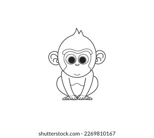 Chimpanzee vector isolated outline icon. Chimpanzee animal vector icon. Chimpanzee icon 