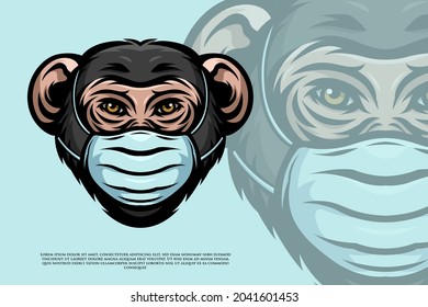 A Chimpanzee wears mask illustration