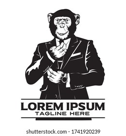 Chimpanzees Wear Suits, Suitable For Brand Logos And Tshirt Designs