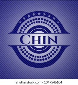 Chin  badge with jean texture