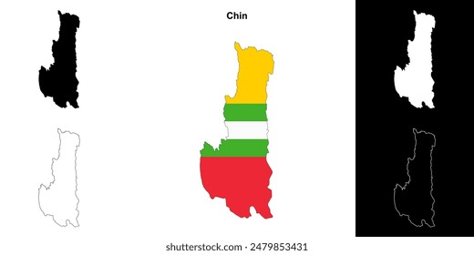 Chin blank outline map set