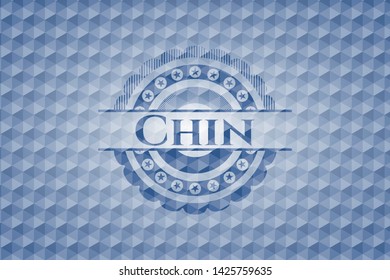 Chin  blue emblem with geometric pattern background. Vector Illustration. Detailed.