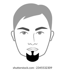 Chin Goatee Beard style men in face illustration Facial hair. Vector grey black portrait male Fashion template flat barber collection set. Stylish hairstyle isolated outline on white background.