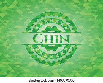 Chin  green emblem. Mosaic background. Vector Illustration. Detailed.