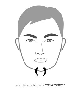 Chin Insecto Clamps Beard style men in face illustration Facial hair the mighty El insecto. Vector grey black portrait male Fashion template flat barber. Stylish hairstyle isolated outline on white