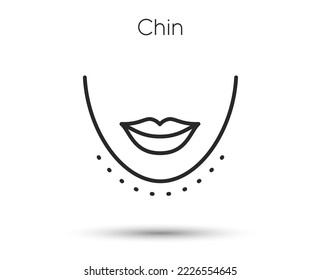 Chin lifting line icon. Fat lift procedure sign. Face cosmetic medicine symbol. Illustration for web and mobile app. Line style face beauty care icon. Editable stroke lift chin. Vector