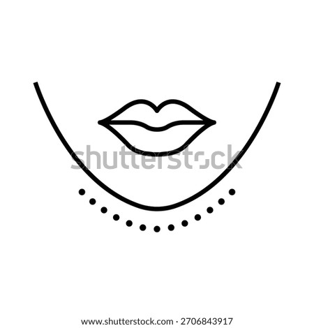 Chin lifting line icon. Fat lift procedure sign. Face cosmetic medicine symbol. Illustration for web and mobile app. Line style face beauty care icon. Editable stroke lift chin. Vector