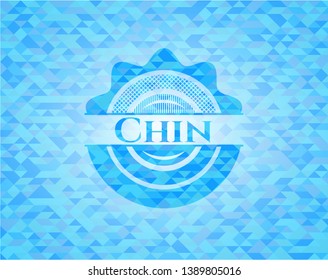 Chin  light blue emblem with mosaic background