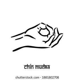 Chin mudra. Hand spirituality hindu yoga of fingers gesture. Technique of meditation for mental health.