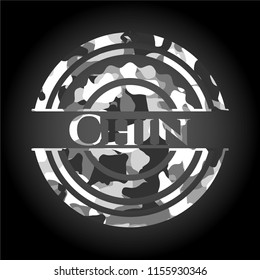 Chin  on grey camo pattern