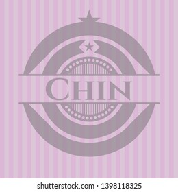 Chin  pink emblem. Retro. Vector Illustration. Detailed.