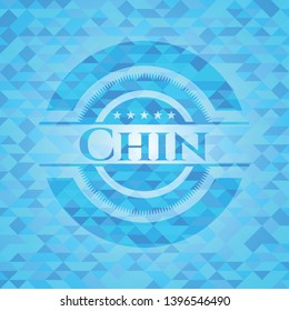 Chin  realistic light blue mosaic emblem