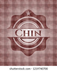 Chin  red seamless emblem with geometric background.