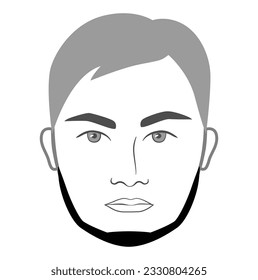 Chin Strap Beard style men in face illustration Facial hair. Vector grey black portrait male Fashion template flat barber collection set. Stylish hairstyle isolated outline on white background.
