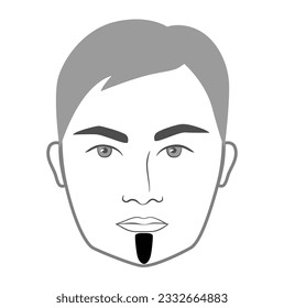 Chin Strip Beard style men in face illustration Facial hair. Vector grey black portrait male Fashion template flat barber collection set. Stylish hairstyle isolated outline on white background.