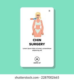 chin surgery woman vector. beauty plastic, female skin, cosmetic care, facial aesthetic, girl body chin surgery woman web flat cartoon illustration