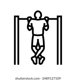 chin ups arm fitness exercise line icon vector. chin ups arm fitness exercise sign. isolated contour symbol black illustration