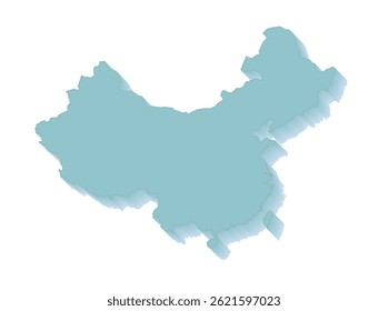 China. 3D Map Outline. Contour map. 3D image