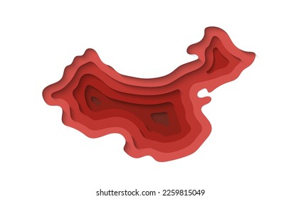 China 3d symbol in paper cut style. China map illustration design. Country map cut out of paper banner. Illustration for website design