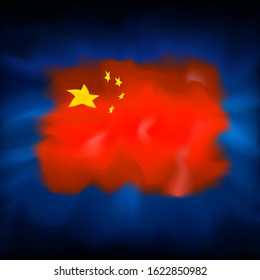 China abstract flag on blue sky background for creative design. Chinese new year january 25. Graphic abstract blurred background. China flag banner design. Chinese patriotic vector, template
