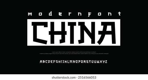 China Abstract minimal modern alphabet fonts. Typography minimalist urban digital fashion future creative logo font. vector illustration
