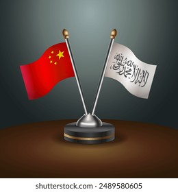 China and Afghanistan table flags relation with gradient backgrund