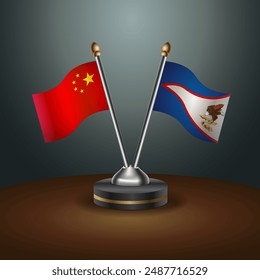 China and American Samoa table flags relation with gradient backgrund