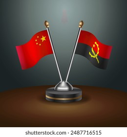 China and Angola table flags relation with gradient backgrund