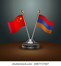 China and Armenia table flags relation with gradient backgrund