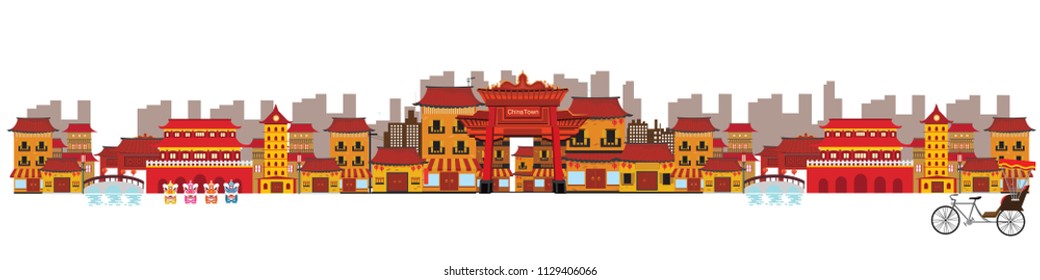 China Asian landmarks. set of traditional vector