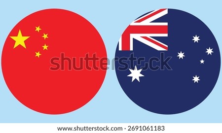 China and Australia circular flag vector with transparent background 