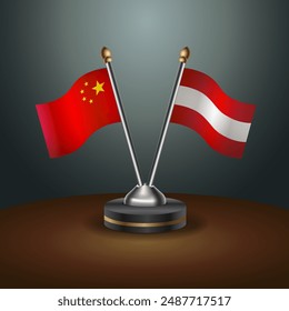 China and Austria table flags relation with gradient backgrund