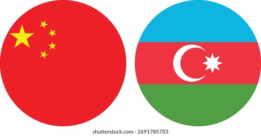 China and Azerbaijan circular flag vector with transparent 