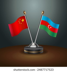 China and Azerbaijan table flags relation with gradient backgrund