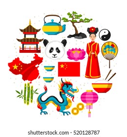 China background design. Chinese symbols and objects.