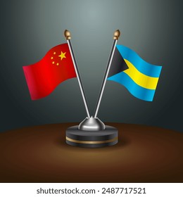 China and Bahamas table flags relation with gradient backgrund