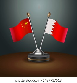 China and Bahrain table flags relation with gradient backgrund