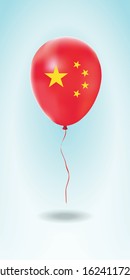 China balloon with flag.Balloon in the Country National Colors. Country Flag Rubber Balloon. Vector Illustration.