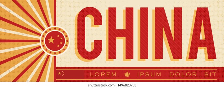 China Banner design, typographic vector illustration, Chinese Flag colors