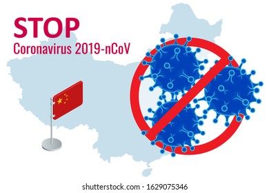 China battles Coronavirus outbreak. Coronavirus 2019-nC0V Outbreak, Travel Alert concept. The virus attacks the respiratory tract, pandemic medical health risk