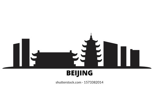 China, Beijing City city skyline isolated vector illustration. China, Beijing City travel black cityscape