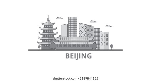 China, Beijing City city skyline isolated vector illustration, icons