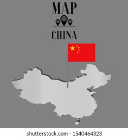 China Beijing, Shanghai, Xian, Urumchi outline world map silhouette vector illustration, creative design background, national country flag, design element, symbols from countries all continents set. 
